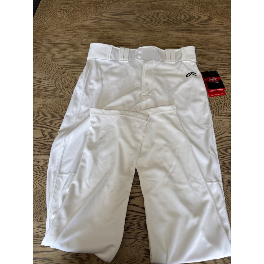Rawlings Pro-Dri Mens Baseball Pants White Semi-Relaxed Fit LNCHSR Medium NWT